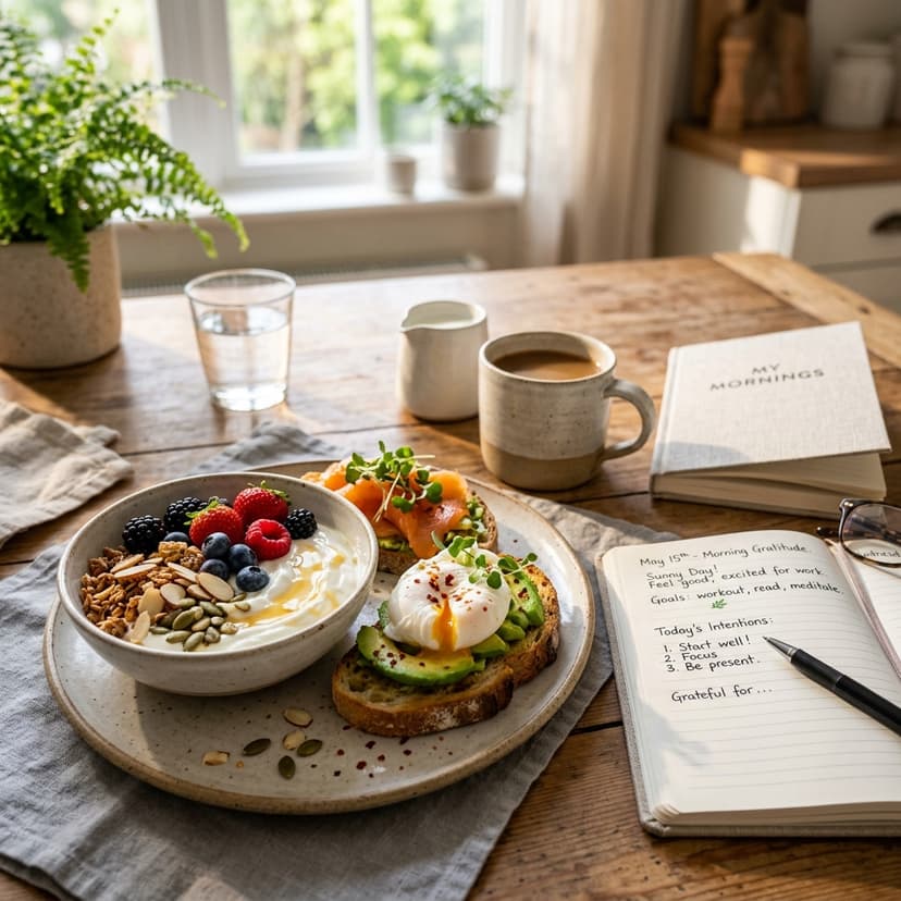 Aesthetic lifestyle illustration for Five Small Habits That Made My Mornings Easier