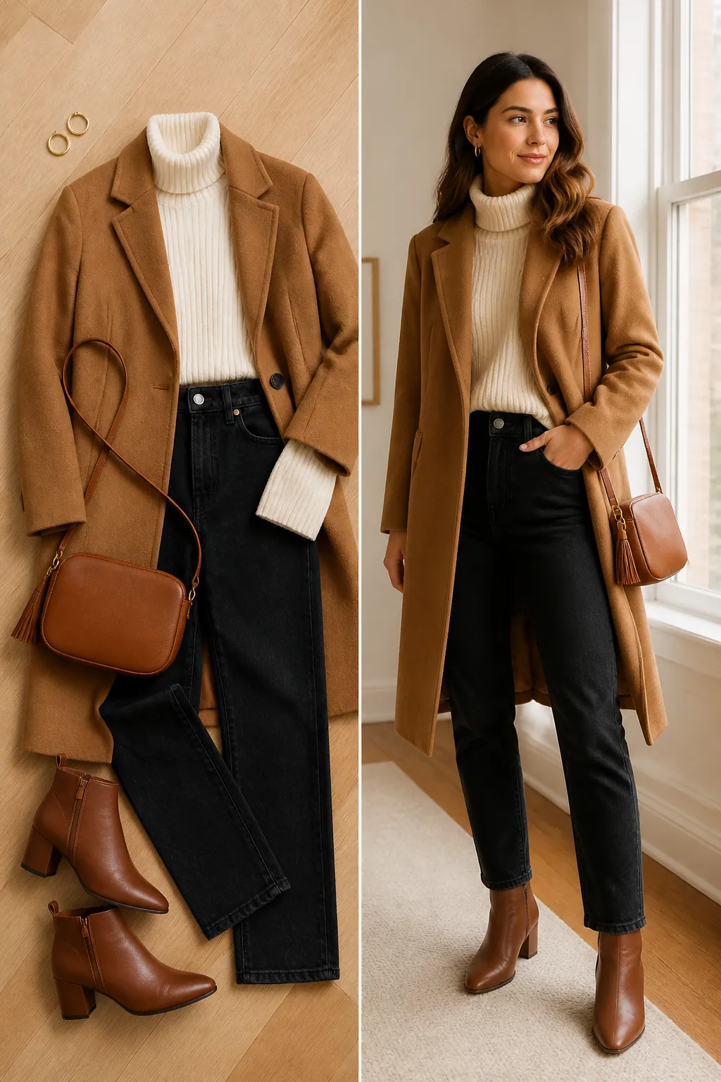 The camel coat uniform fall outfit