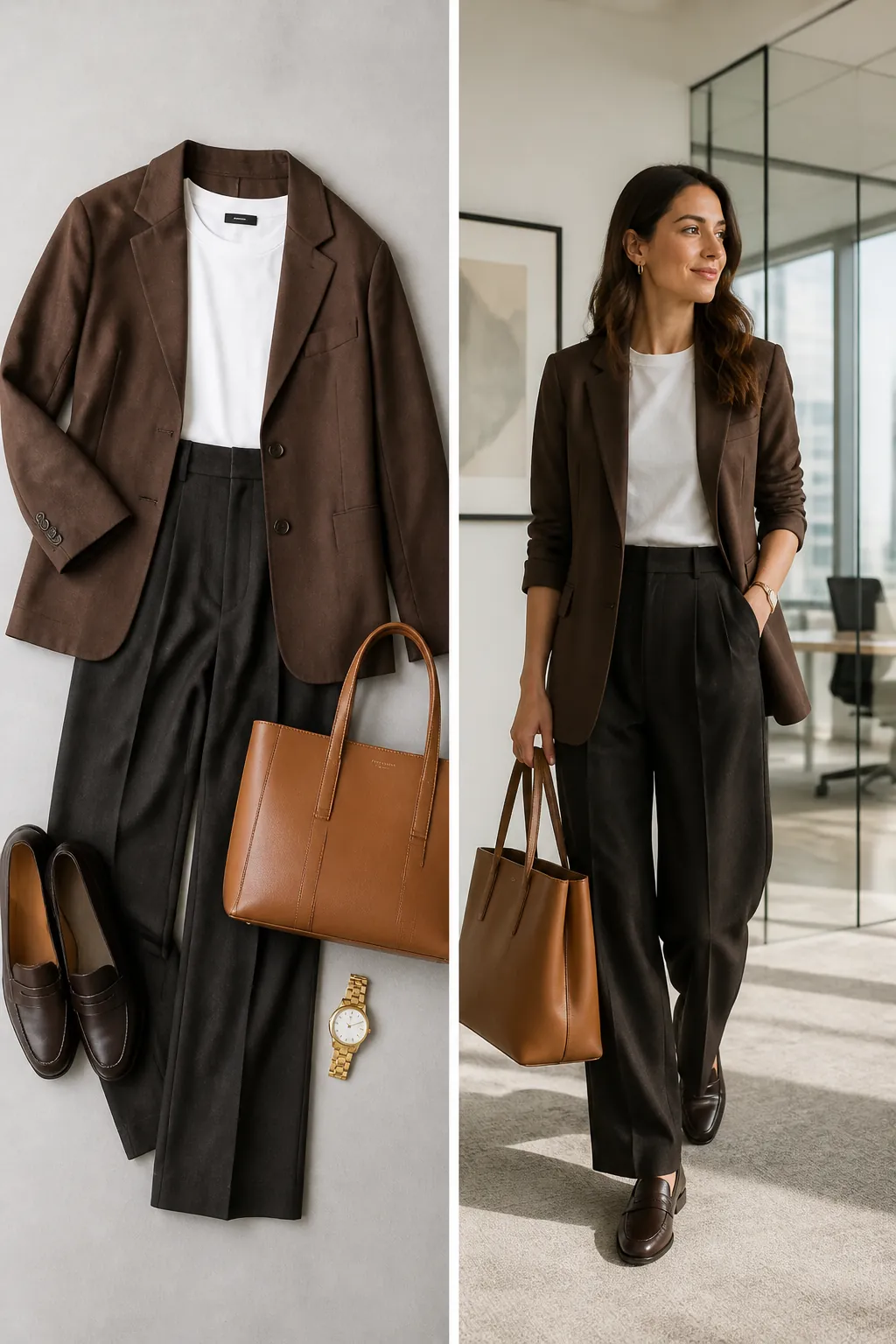 Espresso blazer office fall outfit