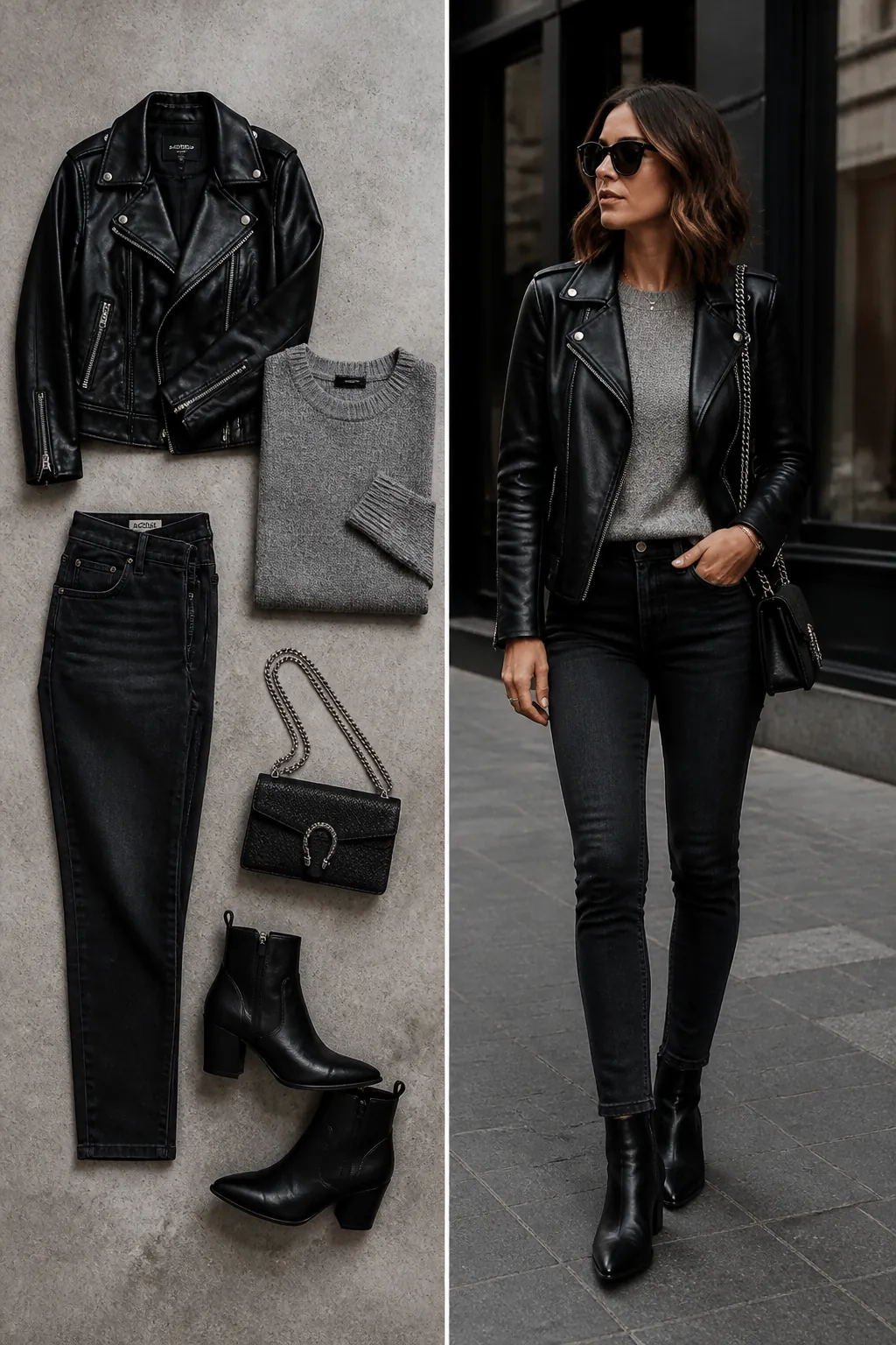 All-black moto fall outfit